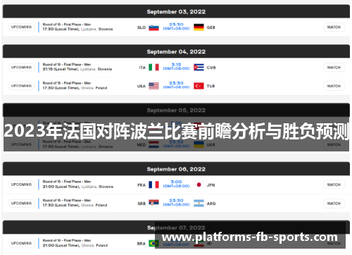 2023年法国对阵波兰比赛前瞻分析与胜负预测